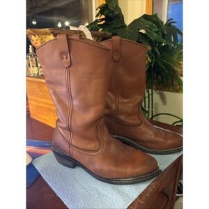 Mason Western 920 Cowboy Boots Mens 9.5 E4 Brown Leather Oil Resistant Pull On